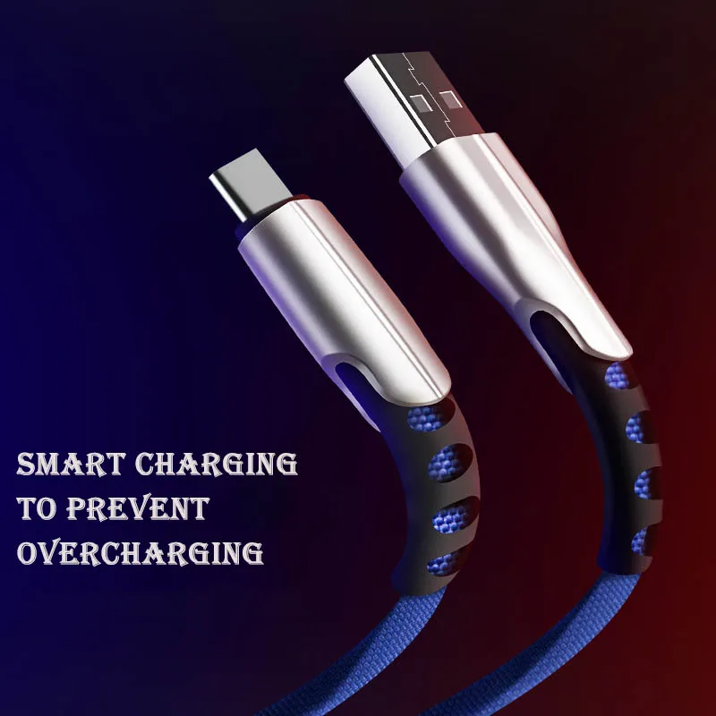 

Zinc Alloy Data line 2.4A Fast USB Cable Weave Mobile Phone Charging Data Cable For IPhone Android Type-c mobile Phone universal