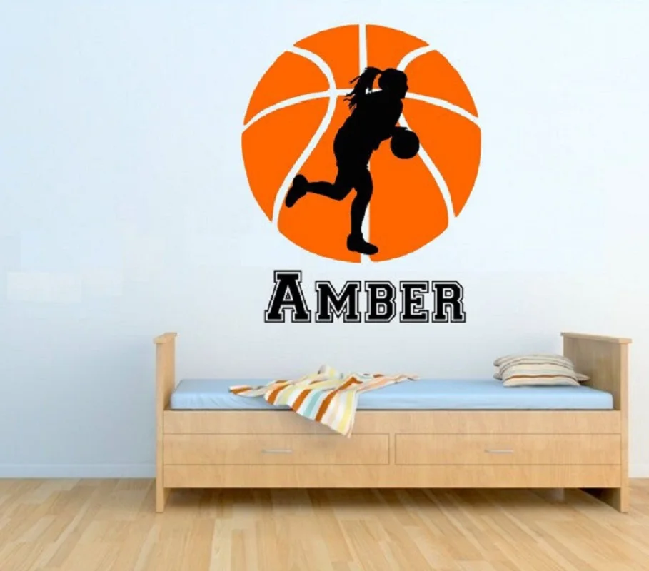 

YOYOYU Female Basketball Wall Decal with Personalized Name Female Basketball Player J007