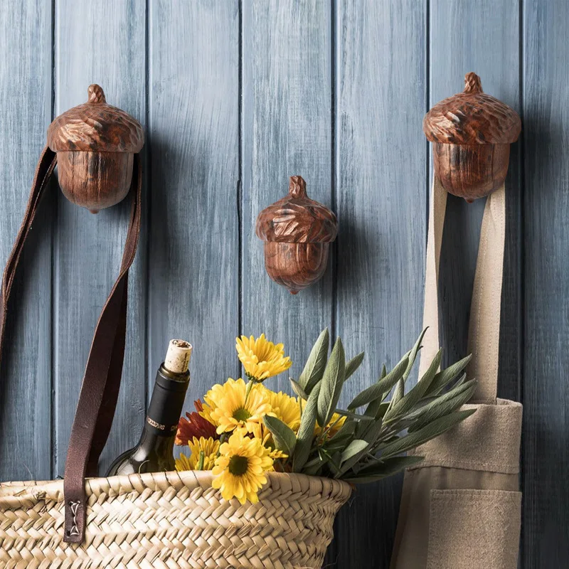 

2 pcs/set Creative Pine Cone Resin Wall Hooks Entrance Bathroom Coat Rack Living Room Furniture