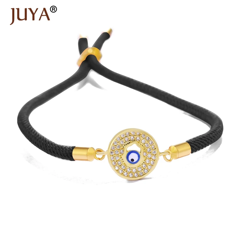 JUYA модные медь Циркон Стразы синий Турецкий Дурной глаз Charm веревочный браслет