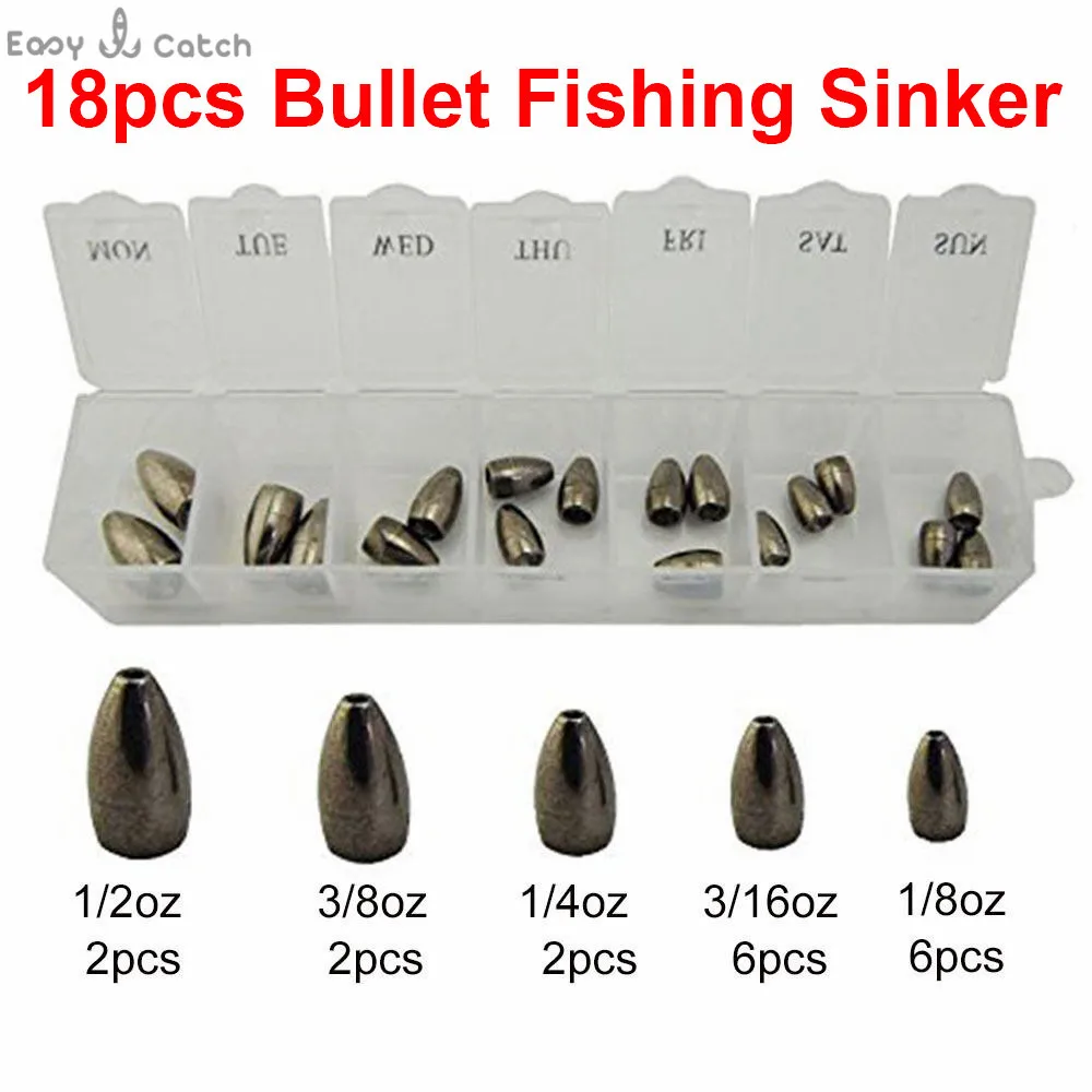 

18pcs Pure Tungsten Bullet Fishing Sinker For Texas Rig Plastic Worm Weights Casting Bank Sinkers Set With Box Fishing Tackle