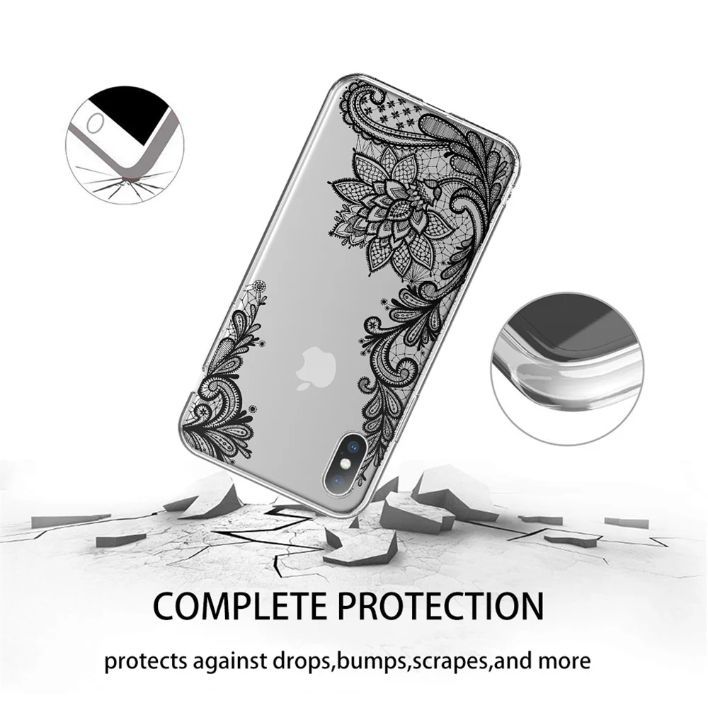 best case for iphone 13 pro max Lovebay Phone Case For iPhone 13 12 11 Pro Max 6s 7 8 Plus X XR XS Max 5 5s SE2020 Sexy Lace Mandala Flower Clear Soft TPU Cover best iphone 13 pro max case