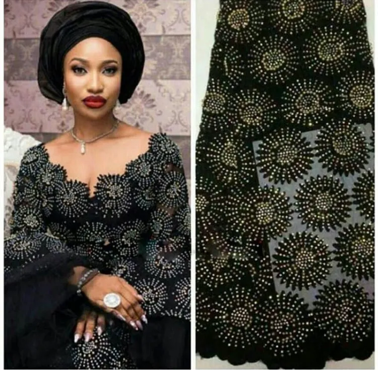 

African Tulle Lace Fabric 2019 African French Lace Fabric High Quality With Stones Nigerian Embroidery Tulle French Lace