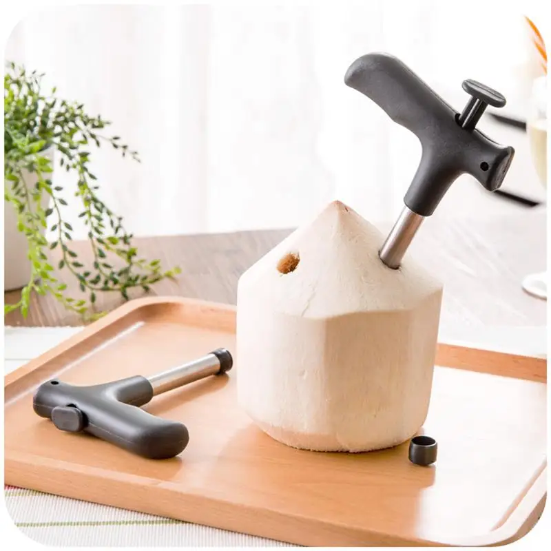 

1Pcs Black Coconut Opener Tool Coco Water Punch Tap Drill Straw Open Hole Cut Fruit Openers Tools Hole Cut kitchen accessories