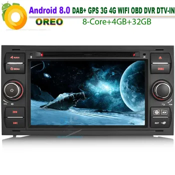 

Car CD player DAB+ Android 8.0 Autoradio Sat Navi WiFi 4G Bluetooth Radio GPS RDS BT SD DVR OBD for FORD Mondeo Fiesta Octa Core