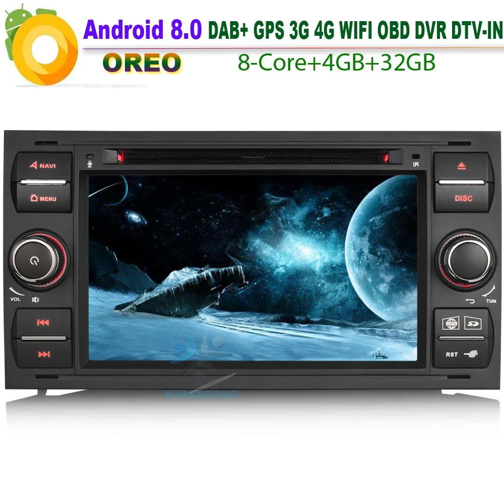 Автомагнитола DAB + Android 8 0 4G Wi Fi Bluetooth GPS RDS BT SD DVR OBD для FORD Mondeo Fiesta Восьмиядерный|CD-плеер авто| |