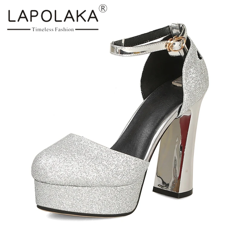 

Lapolaka 2019 New Fashion Summer Women Sexy Glitters Sandals Large Size 32-42 Party Wedding Women Shoes Woman High Heels