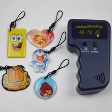 125Khz Handheld RFID Reader Writer ID Keyfob Card Duplicator Copier + 5pcs Writable T5577 Epoxy Keys