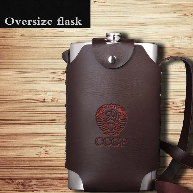 18oz 48oz 64oz bpa free oversize whisky Imprint flagon cccp Portable creative Stainless steel alcohol hip flask SET with bag