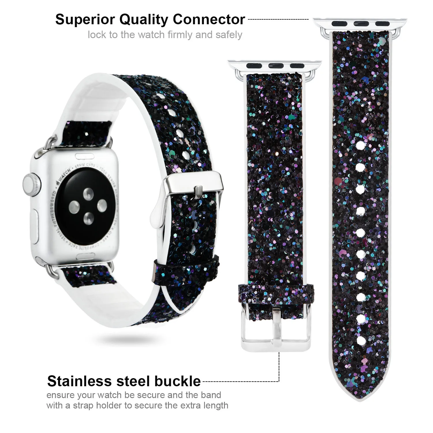Блестящий силиконовый ремешок для Apple Watch Series 4 3 2 1 Роскошный Шикарный Браслет iWatch