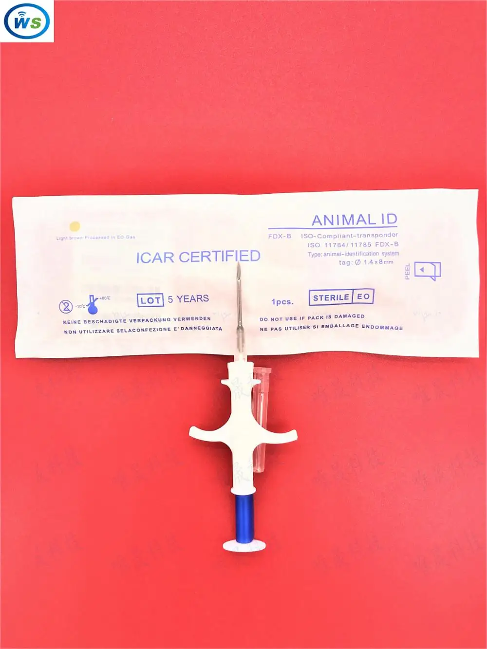 

1.4*8 10PCS FDX-B ISO11784/785 RFID Id Injector Pet Glass Tag Microchip Syringe for animals Pig Cow Cattle Horse Dog Fish chip