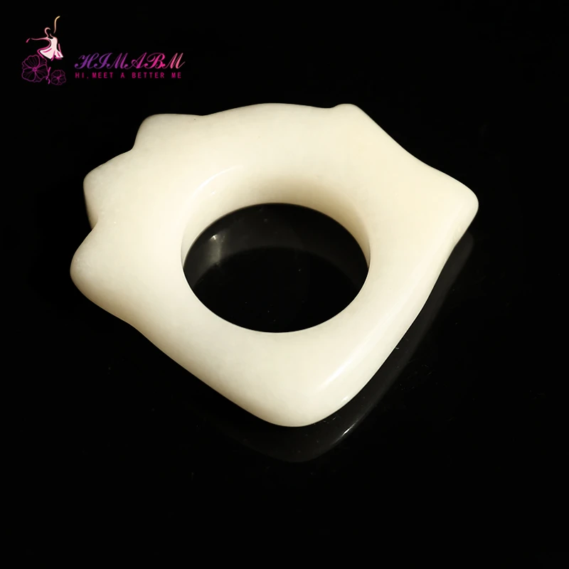 HIMABM Natural white Jade massage ring Gua Sha Board for finger or body massage reiking healing item relax tool acupunture point