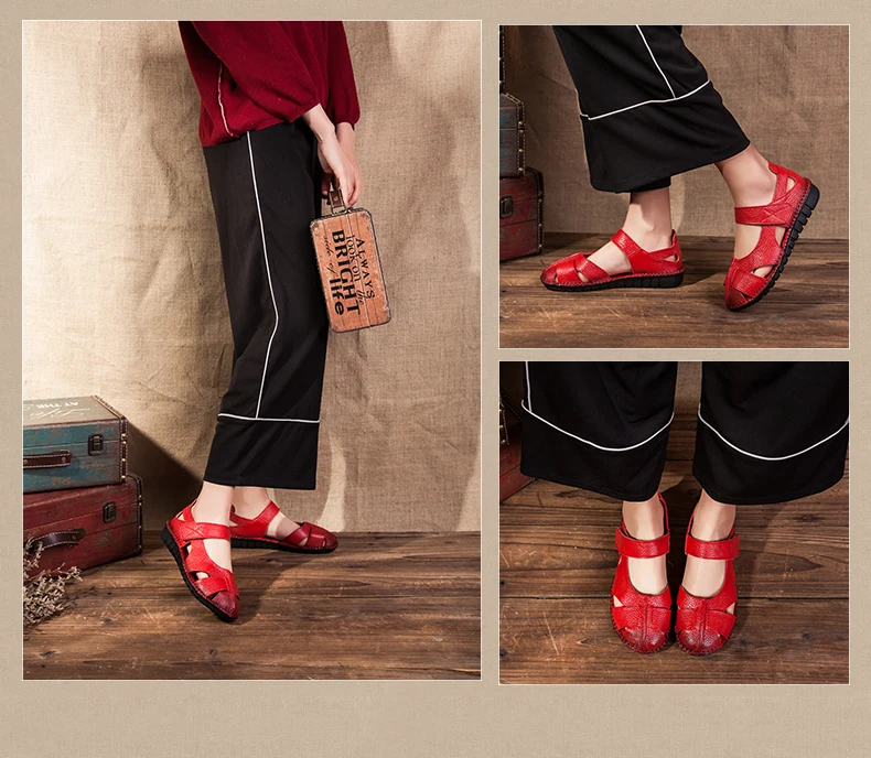 Г., женские кожаные сандалии удобная обувь на мягкой подошве женские сандалии на плоской подошве модная летняя обувь женские сандалии Sandalias Mujer