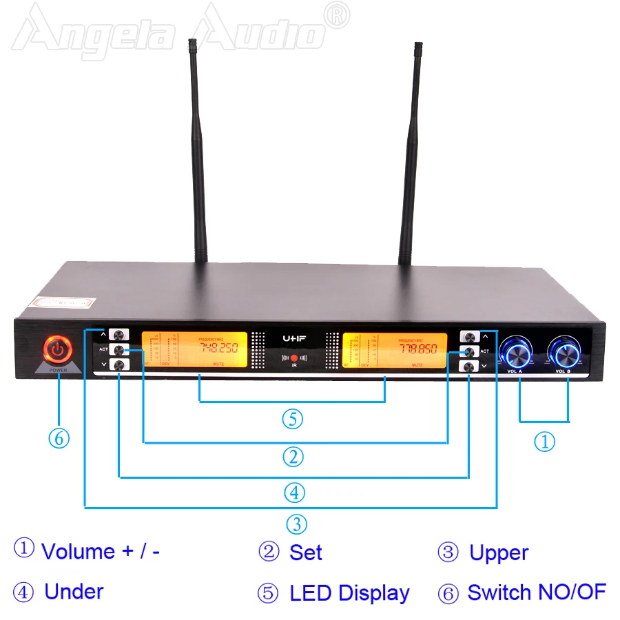 Профессиональный беспроводной микрофон UHF система караоке расстояние 80 м 2
