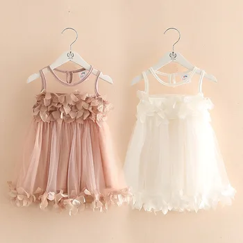 

Baby Girl Dress Summer Baby Bodysuits Pink Flowers Chiffon Princess Clothes Newborn Birthday Party Dresses Sleeveless Clothing