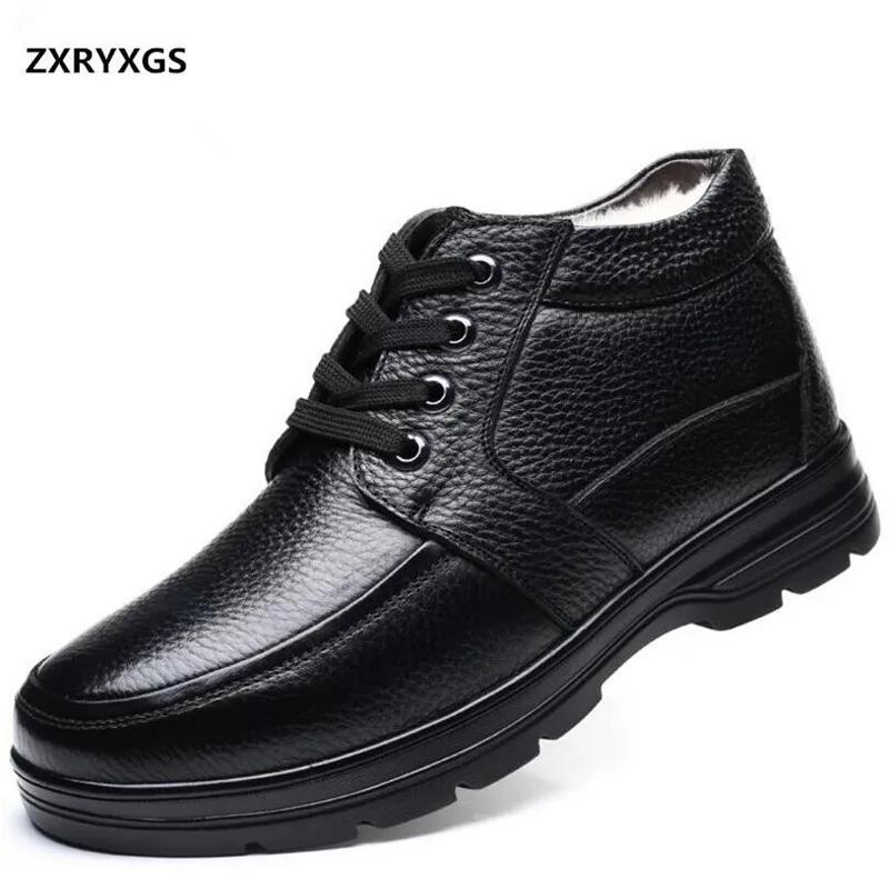 

ZXRYXGS brand shoes winter men boots 2019 new winter genuine leather shoes casual plus velvet snow boots men shoes flat boots