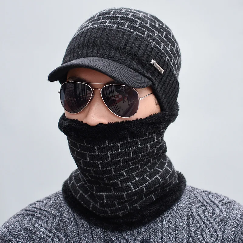 Fashion-Winter-Hat-Men-Scarf-Rings-Unisex-Knitted-Hat-Cap-2-Piece-Set-Gorras-Warm (1)