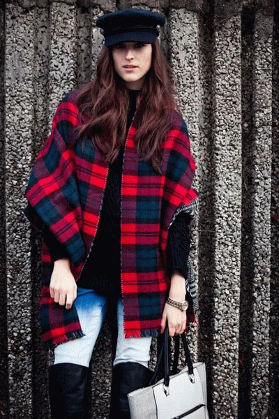 Lady Women Neck Warm font b Tartan b font Grid Pashminas Reversible Shawl Winter Scarf Wrap