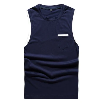 

2019 Summer Men's Suit With Pocket Solid Color Sleeveless Vest Side Slit Five Pants Sportswear