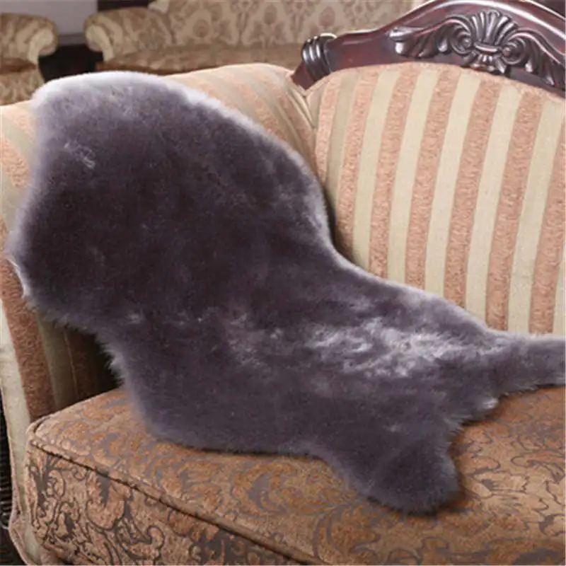 Fur Artificial Sheepskin Hairy Carpet for Living Room Bedroom Rugs Skin Fur Plain Fluffy Area Rugs Washable Bedroom Faux Mat - Цвет: dark gray