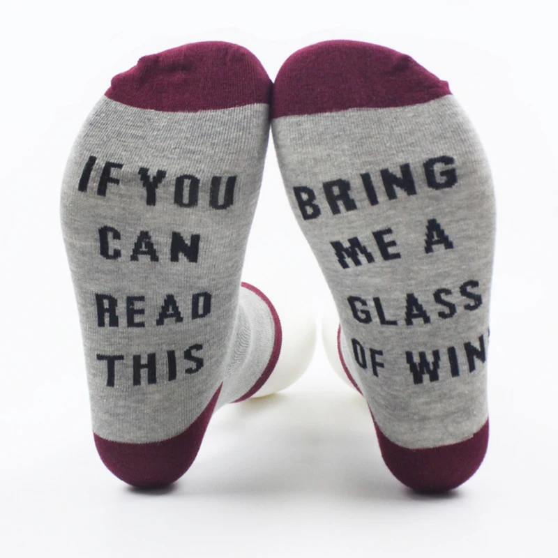 

Naiveroo Funny Socks Autumn Spring Fall Letters Short Ankle Cotton Socks IF YOU CAN READ THIS BRING ME A GLASS OF WINE/BEER Gift