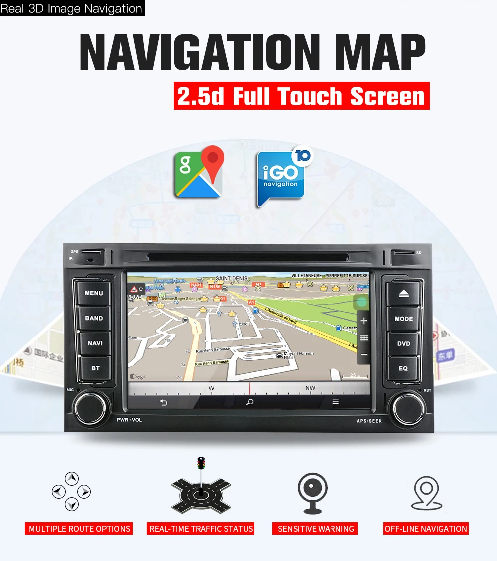 Discount Kapud Car DVD Player with Buttons Touch Screen Stereo GPS Navi For Volkswagen Touarg with BT/MIC/DAB/OBD/Mirror Link 3