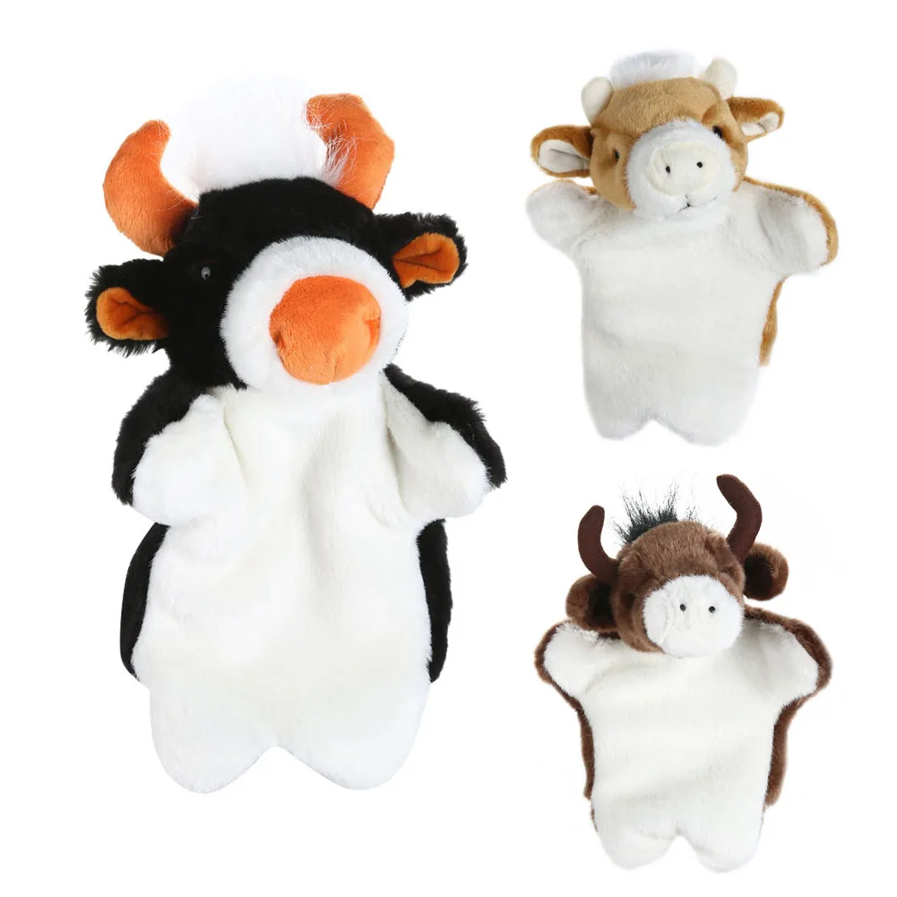 Дети мультфильм животных рук Кукольный Детские bull рогатого скота Буффало мягкие куклы для детей развивающие игрушки плюша