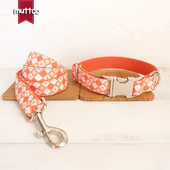 

MUTTCO retailing creative self-design dog collar THE BISCUIT handmade 5 sizes nylon dog collars and leashes set UDC065