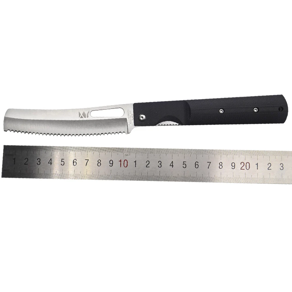 Durable 440A stainless steel kitchen knife folding chef bread camping