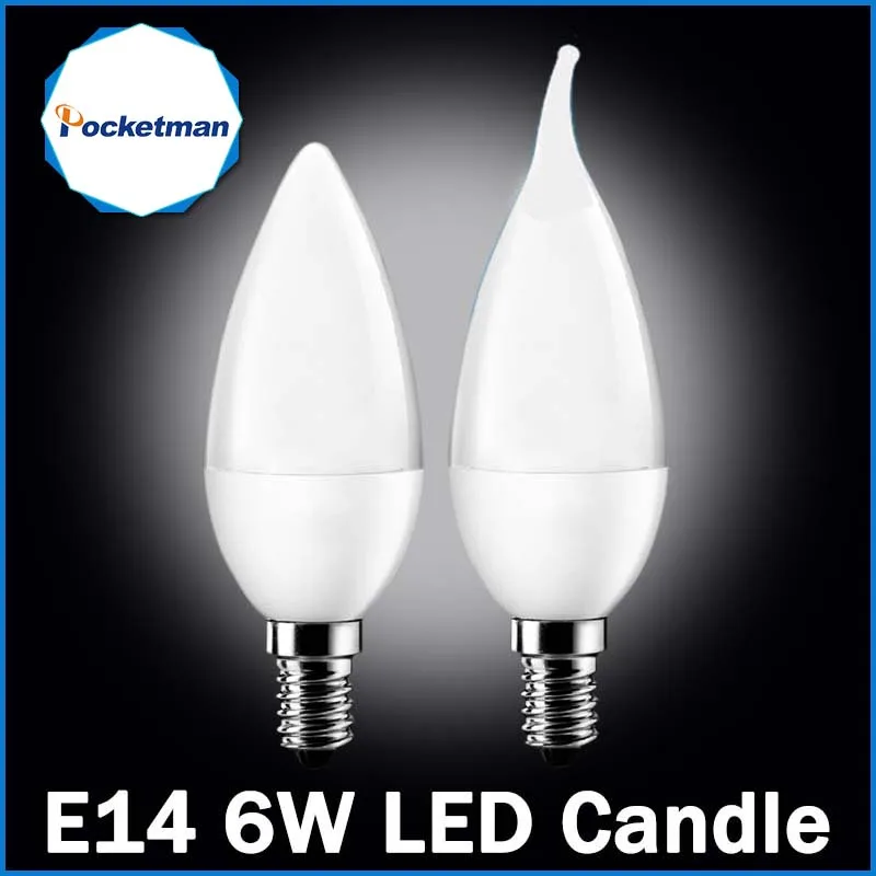 Светодиодная лампа свеча 6 Вт светодиодная E14 SMD2835 с теплым белым/белым светом 1 шт.