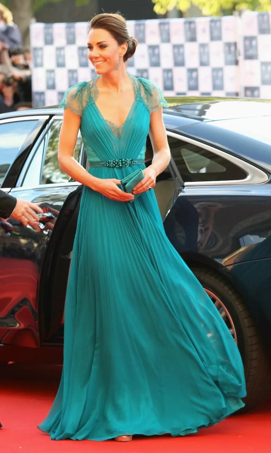 2014 Sexy V Cap Neck mangas Kate Middleton Jenny Packham verde Lace vestidos  de noite celebridades vestidos no tapete vermelho|dresses halter|carpet  shearsdresses brazil - AliExpress