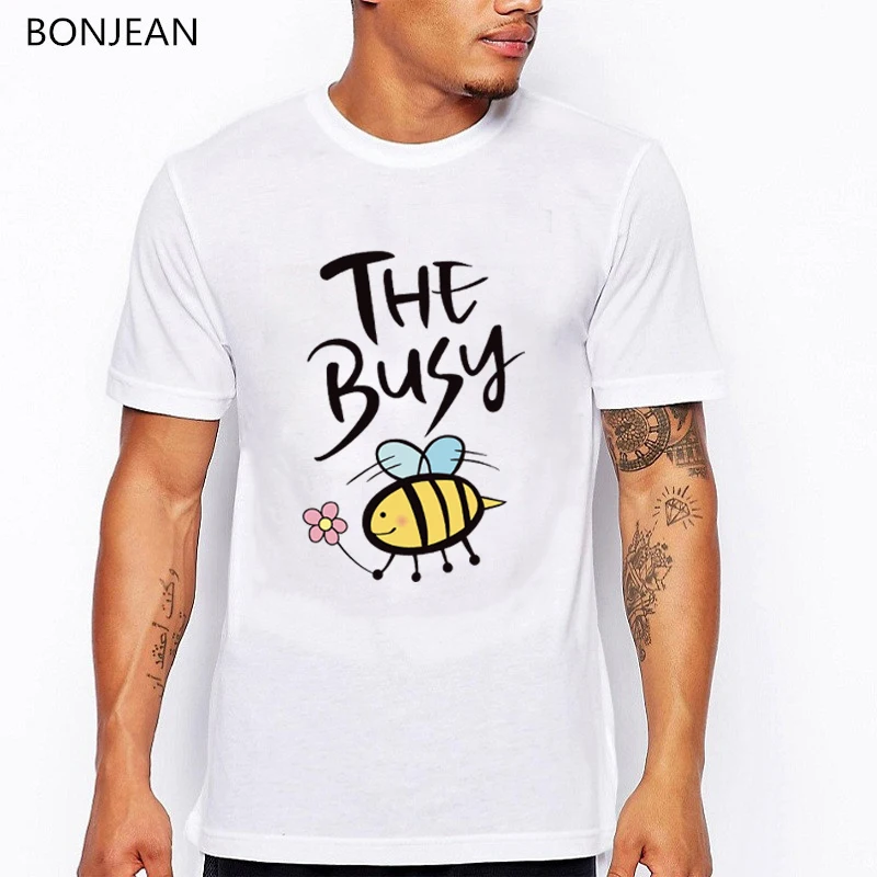 

Funny t-shirt men The Busy Bee letter Printed tee shirt homme Casual White New Tops & Tees o-neck short sleeves tshirt