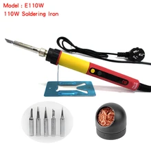 E110wt Электрический паяльник ЖК-дисплей Цифровой регулируемый термостат Электрический паяльник сварки ремонт с 5 шт. советы 85 В~ 260 В