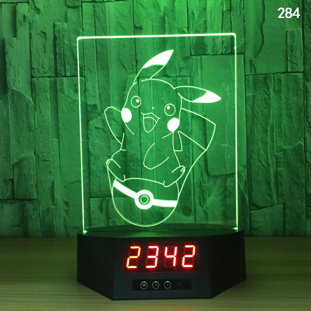 Покебол PIKACHU 3D иллюзия календарь часы лампа 7 цветов Изменение Pokemon Go фигурка визуальная Иллюзия светодиодный ночник