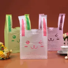 50 шт./лот, хорошее качество, Мультяшные пластиковые пакеты для еды, 30X48 см, сумки для покупок с кроликом, упаковка для овощей, Подарочная сумка HK098