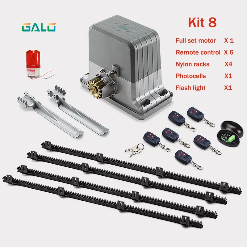 Сверхмощный 1800 кг Авто раздвижные ворота мотор слайд открывалка с 4 м нейлон стойки(лампа, фотоэлемент, клавиатура, кнопка опционально - Цвет: kit 8