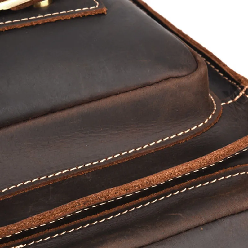 AETOO New Crazy Horse Leather Men's Briefcase Retro Laptop Bag Crazy Horse Shoulder Messenger Bag