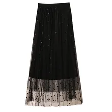 Jaycosin Одежда Женская высокая талия юбки плиссированные горошек милый тюль Империя до середины икры юбка