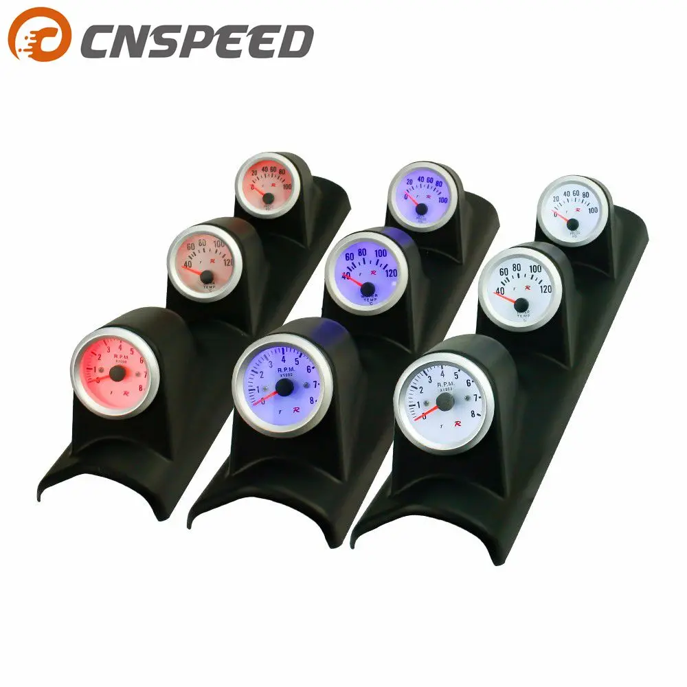 Cnspeed 52mm Triple Gauge Kit Left Hand Car Tachometer Rpm Water