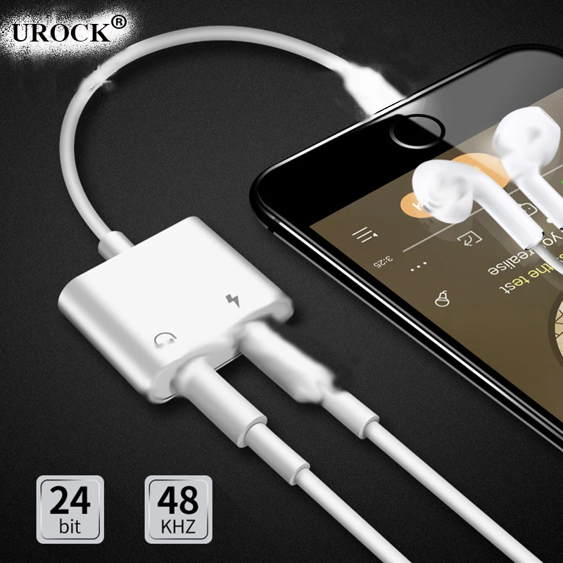 

2 in 1 Audio Adapter charging Earphone Cable For iPhone 7 8 plus X Aux Jack headset For Lighting 3.5 mm To Headphone splitter