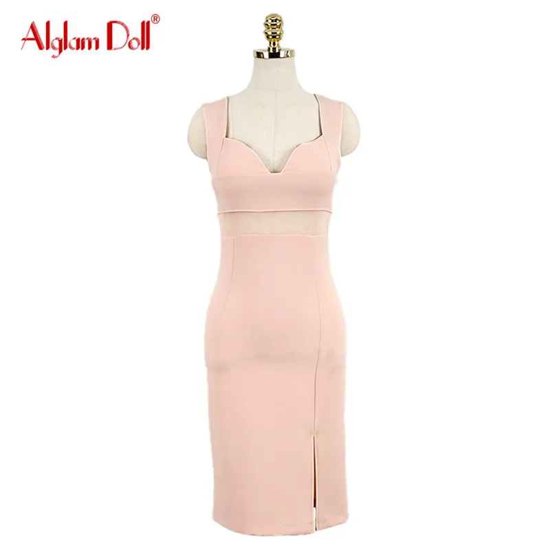 Alglam Doll Women Sexy Club Party Casual Sheath Slim Sleeveless Knee-Length Strapless Vest 2017 Summer Dress Vestidos | Женская одежда