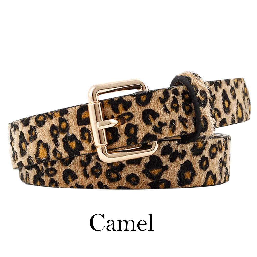 camel1 Сексуальный женский пояс Для женщин с конским волосом, пояс с леопардовым рисунком из розового золота с металлической пряжкой Лидер продаж женский ремень pu Мода - Цвет: camel1