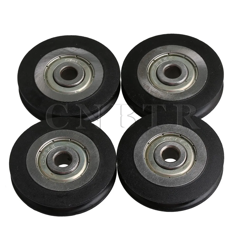 CNBTR Black Nylon Round U Shape Groove Wheels Guide Track Roller Bearing Model 608ZZ Pulley Pack
