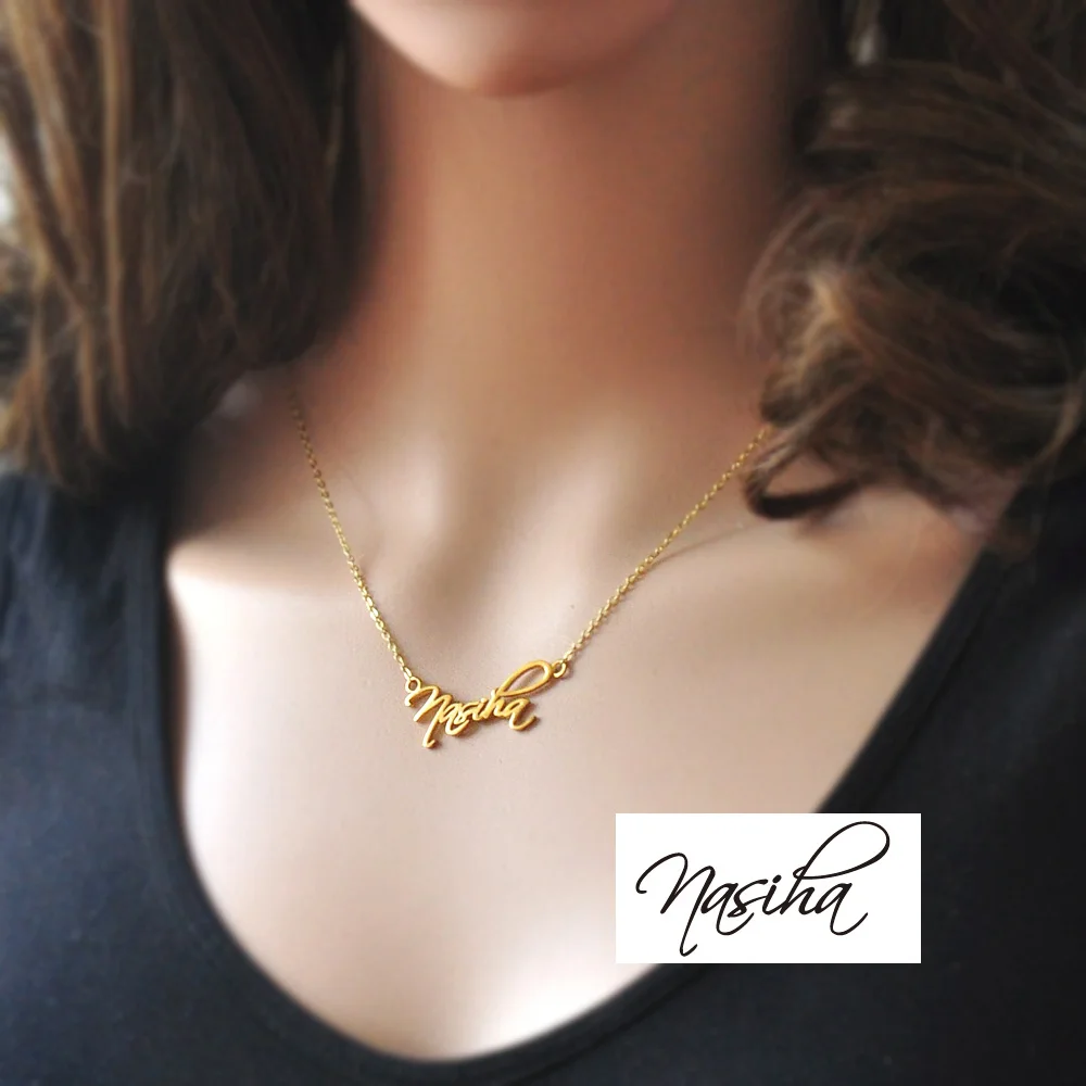 Personalized Name Necklace Custom name Charm signature necklace gold plated necklace name Jewelry silver pendant