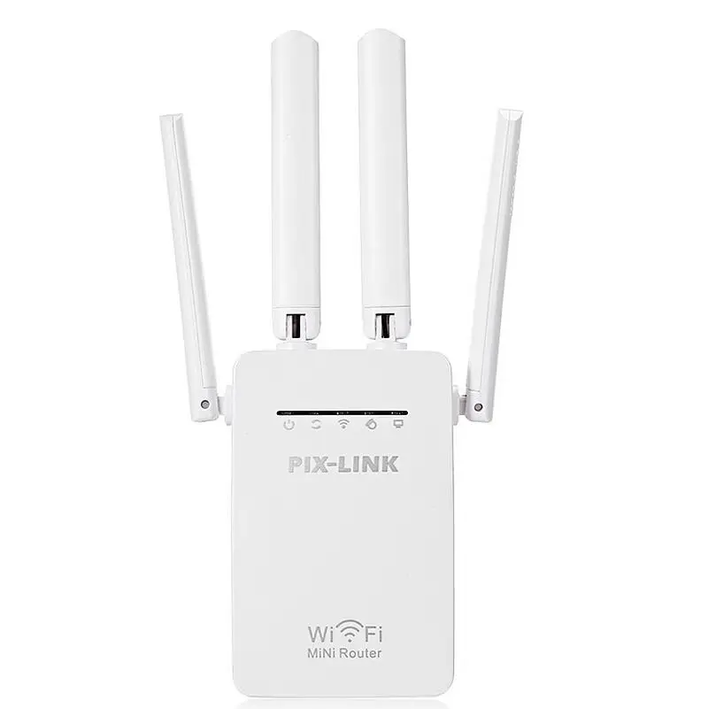 mesh wifi router PIXLINK WR09 Ban Đầu Không Dây Wifi Repeater Tốc Độ 300Mbps Đa Năng Tầm Xa Router Với 4 Ăng Ten AP/Router/Repeater 3in1 Chế Độ home wifi signal booster