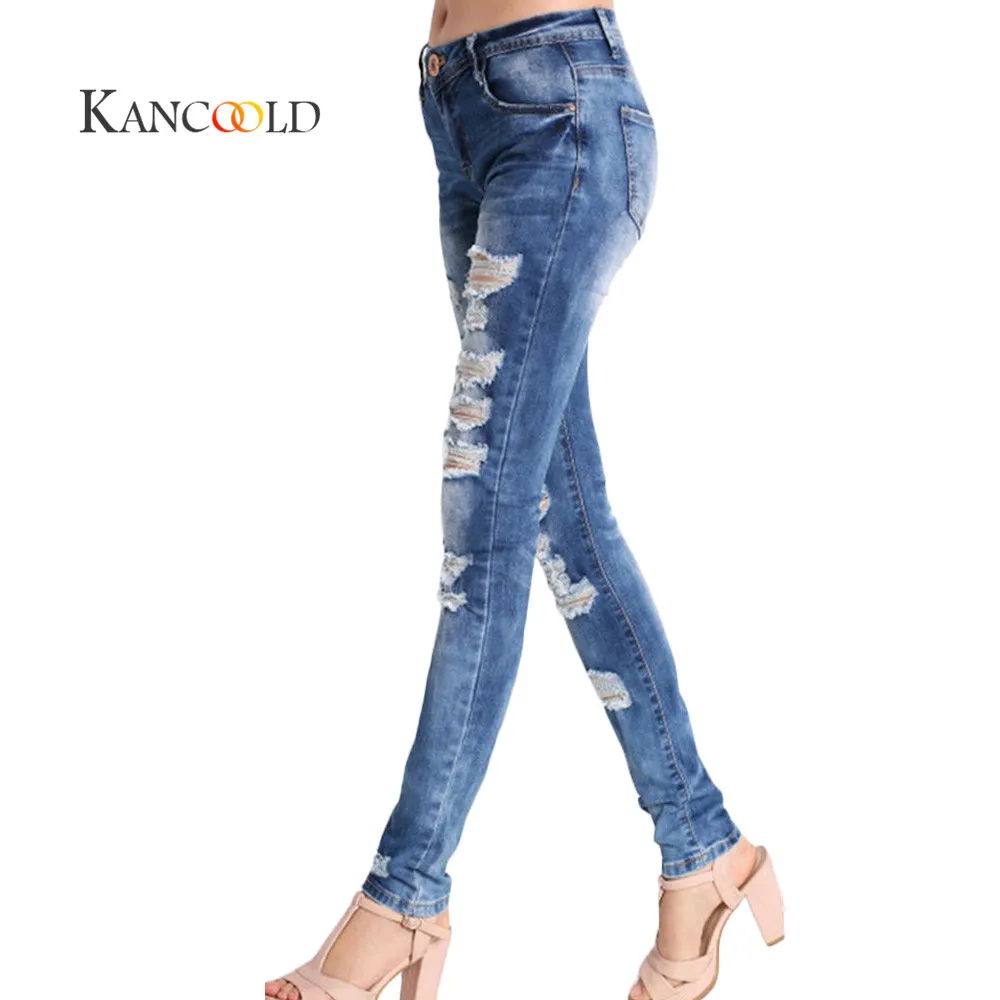 KANCOOLD frauen модные джинсы с низкой посадкой и потертостями, джинсы стрейч с мехом Frauen Zerrissene Hosen Sep27