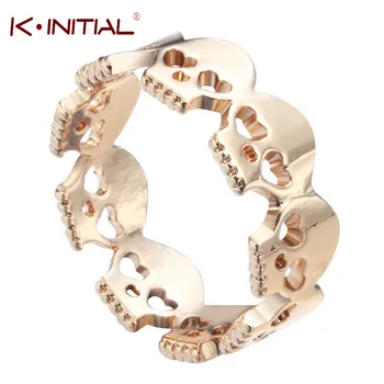 Kinitial 30Pcs Brand Jewelry Gold Silver Plated Heart Skull Rings for Women Statement Midi Finger Skeleton Ring Bijoux