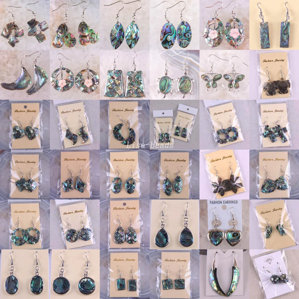 

Free Shipping Dangle Hanging Natural Blue New Zealand Abalone Shell Earrings For Women Jewelry 1Pair U170-271