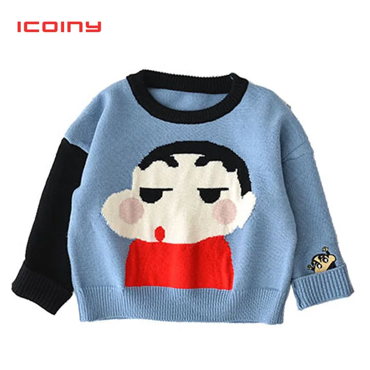 

Sweater Children Spring 2019 Cartoon Embroidery Boys Sweaters Casual Girl Bobo Choses Toddler Hit Color Clothes 3 4 5 6 7 8 Year
