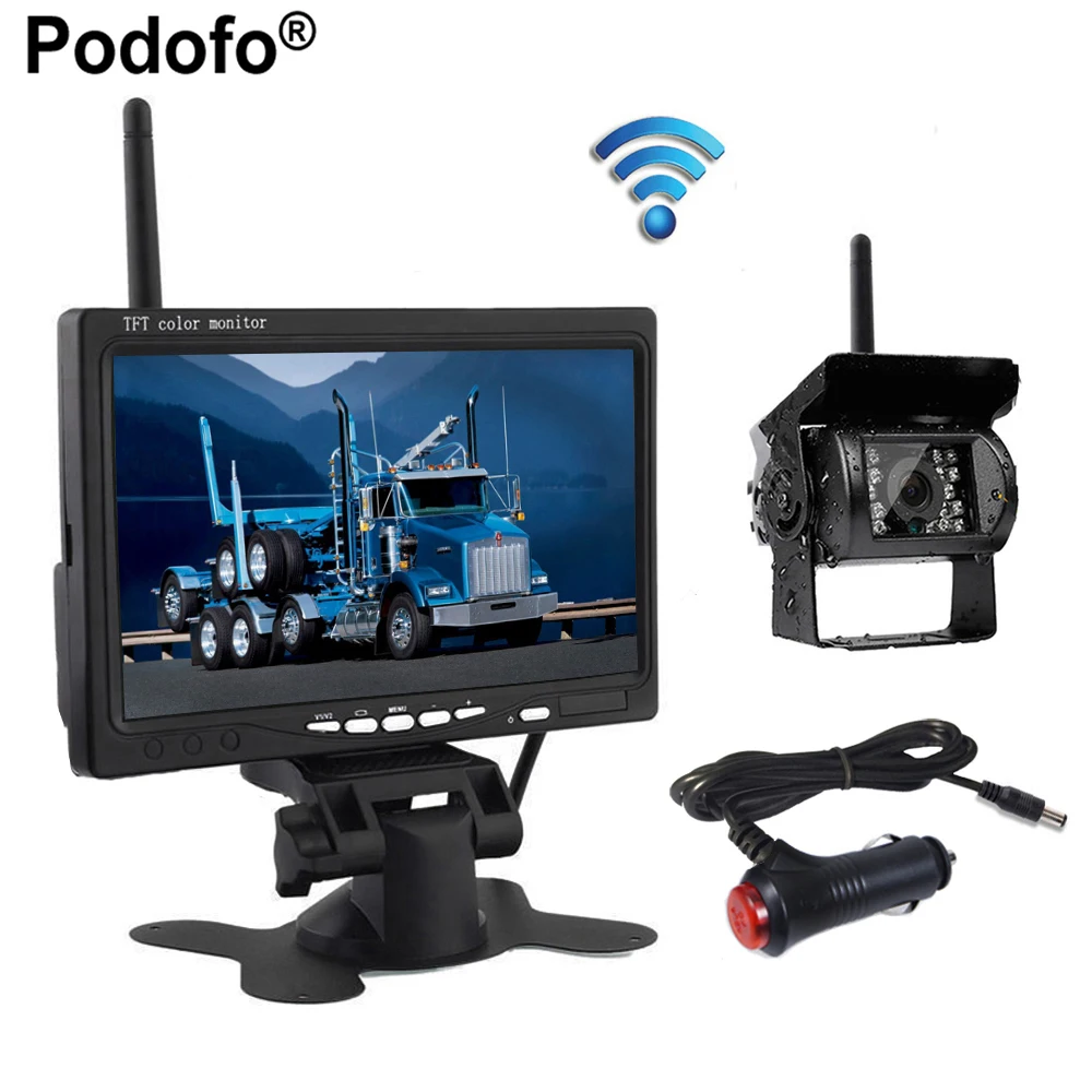 Podofo Wireless 7" HD TFT LCD Vehicle Rear View Monitor